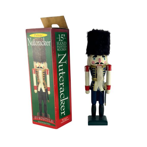 Deluxe Handcrafted Wooden Nutcracker 15" Eurostyle Christmas Decor Hand Painted - Picture 3 of 13